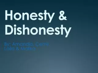 Honesty &amp; Dishonesty