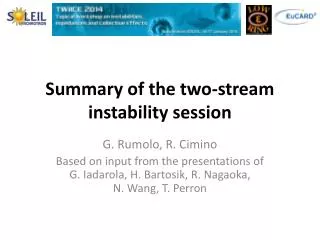 Summary of the two-stream instability session