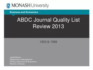 ABDC Journal Quality List Review 2013