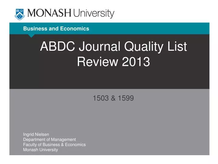 abdc journal quality list review 2013