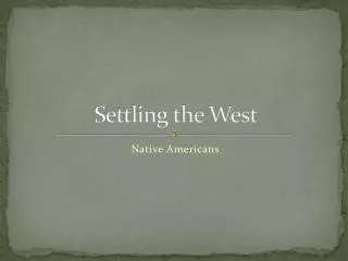 Settling the West