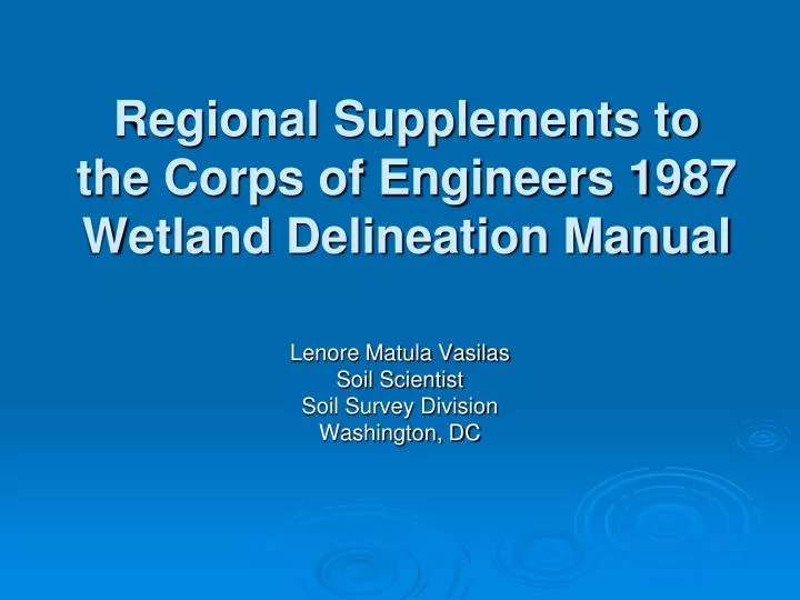 regional supplements to the corps of engineers 1987 wetland delineation manual