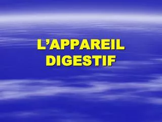 l appareil digestif