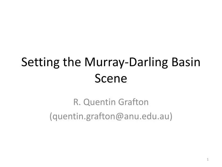 setting the murray darling basin scene