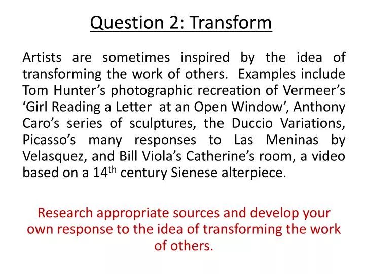 question 2 transform