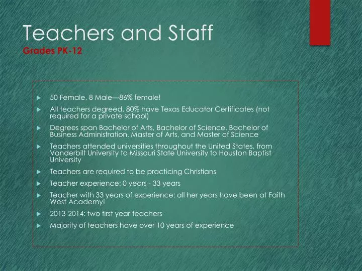 teachers and staff grades pk 12