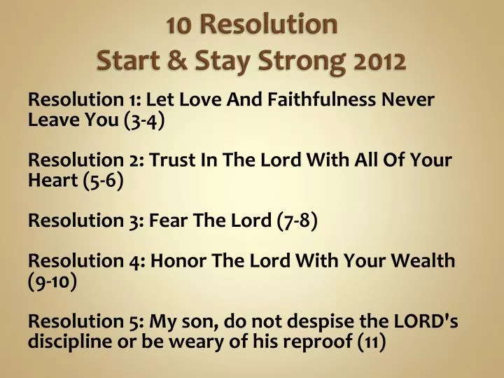 10 resolution start stay strong 2012