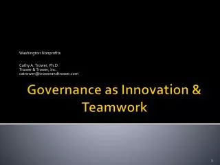 Governance as Innovation &amp; Teamwork