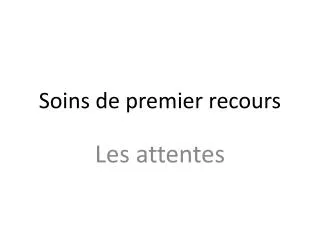 soins de premier recours