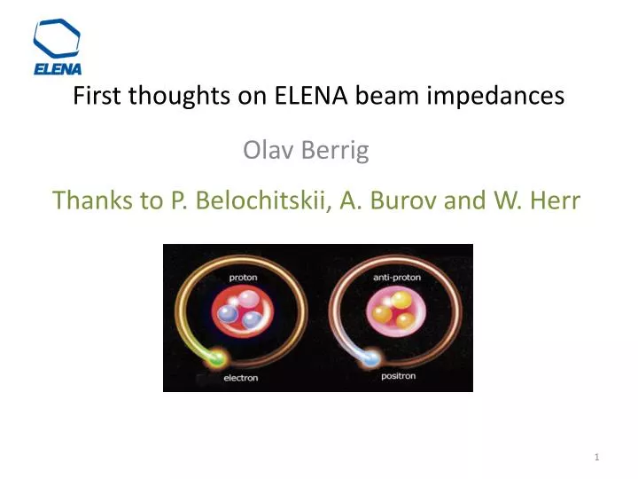 first thoughts on elena beam impedances