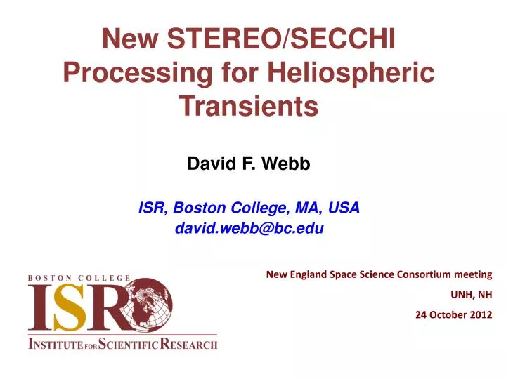 new stereo secchi processing for heliospheric transients