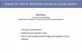 Grants 101 Part III: Behind the Scenes at a Study Section