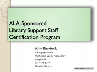 ALA-Sponsored Library Support Staff Certification Program