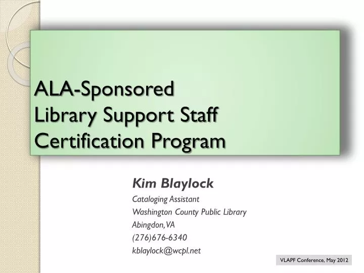 ala sponsored library support staff certification program