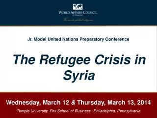 Jr. Model United Nations Preparatory Conference The Refugee Crisis in Syria