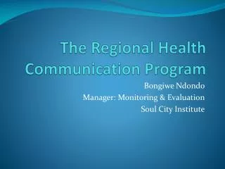 The Regional Health Communication Program