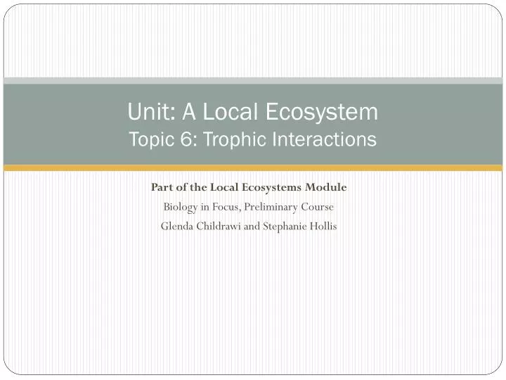 unit a local ecosystem topic 6 trophic interactions