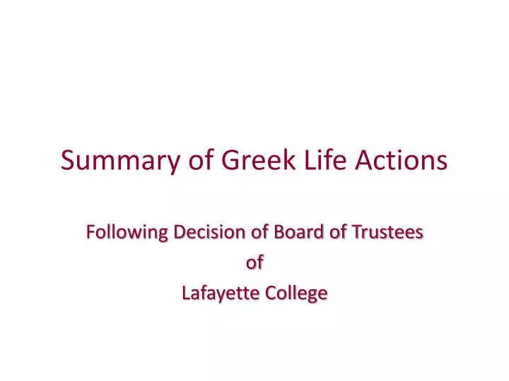 summary of greek life actions