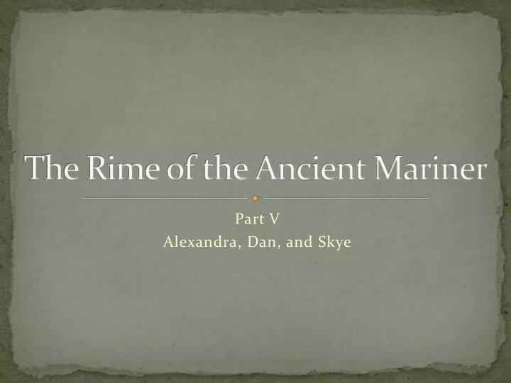 the rime of the ancient mariner