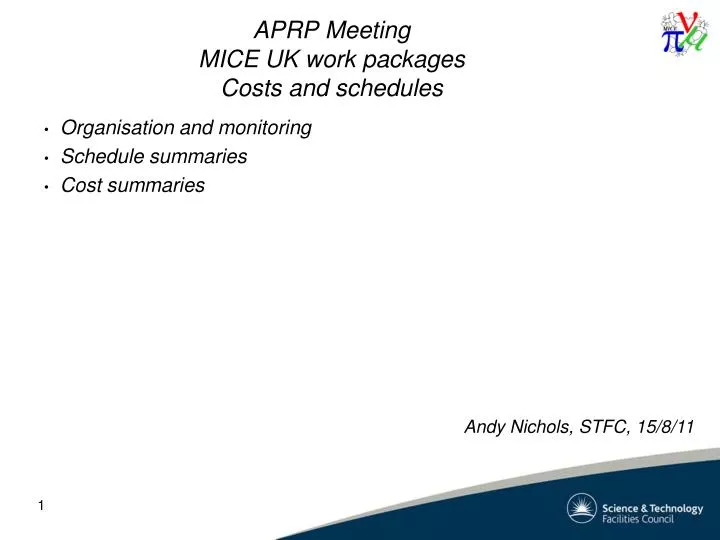 aprp meeting mice uk work packages costs and schedules