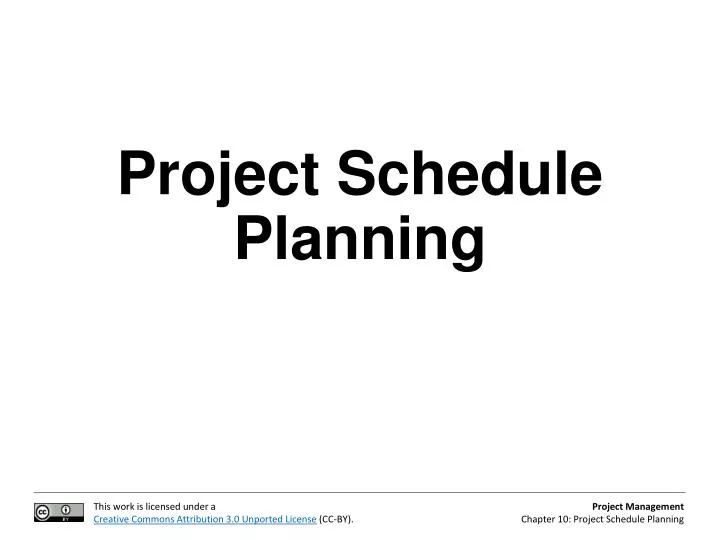 project schedule planning