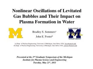 Nonlinear Oscillations of Levitated Gas Bubbles and Their Impact on Plasma Formation in Water