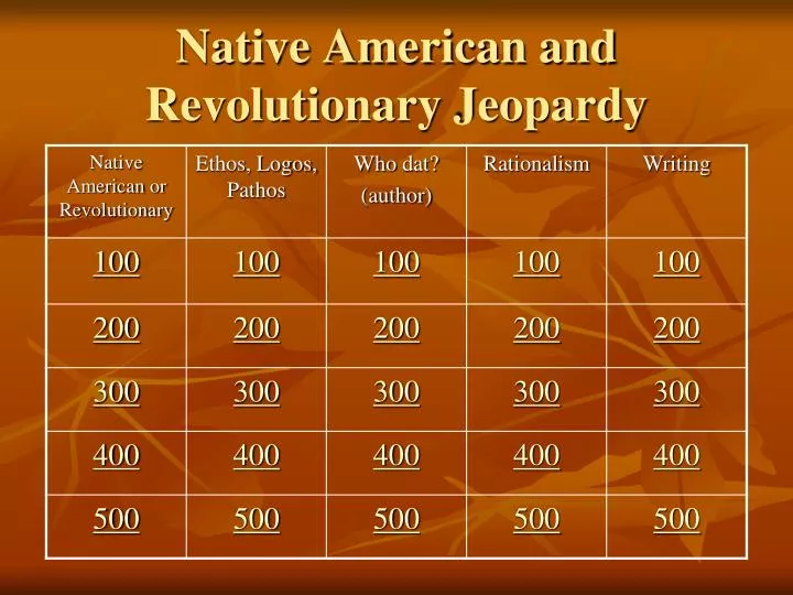 native american and revolutionary jeopardy