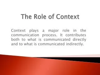 The Role of Context