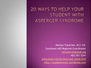 20 Ways to help your student with Asperger Syndrome