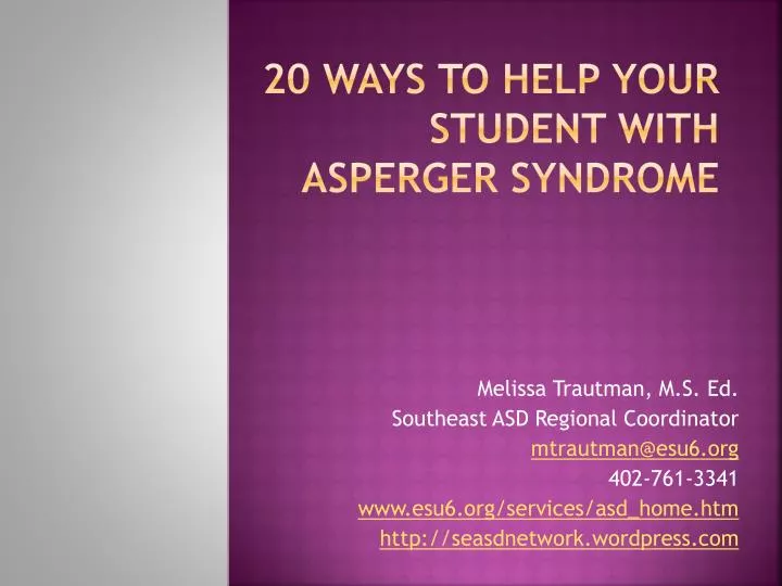 20 ways to help your student with asperger syndrome