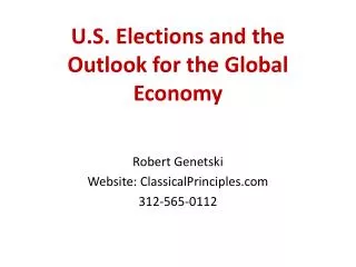 U.S. Elections and the Outlook for the Global Economy