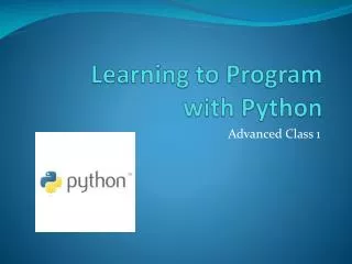 Learning to Program with Python