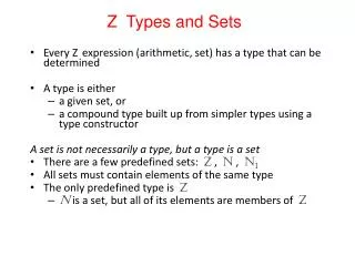 Z Types and Sets