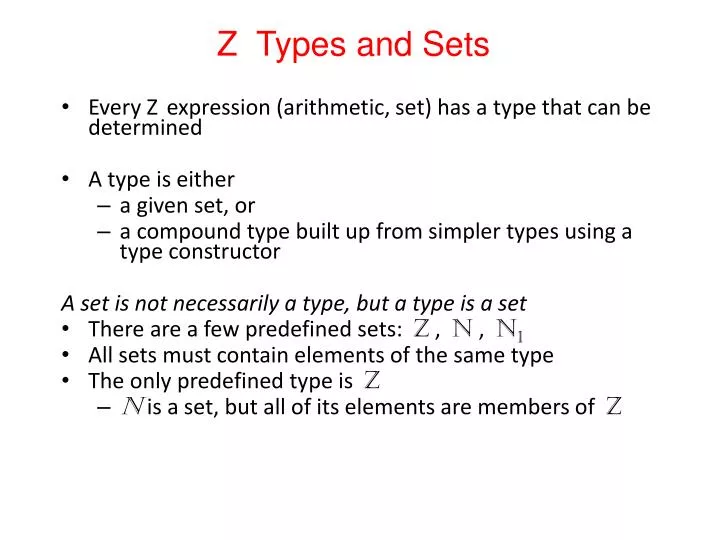 z types and sets