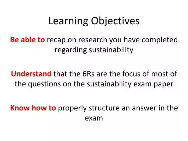 learning objectives