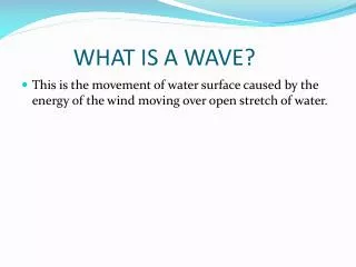 WHAT IS A WAVE?