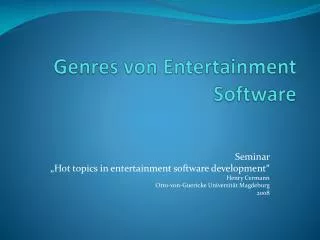 Genres von Entertainment Software