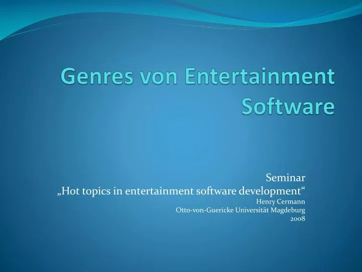 genres von entertainment software