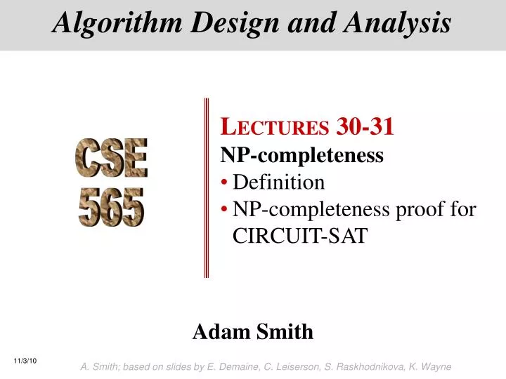 algorithm design and analysis