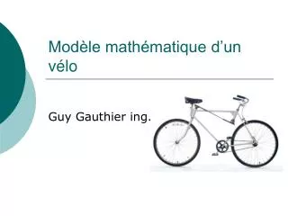 mod le math matique d un v lo