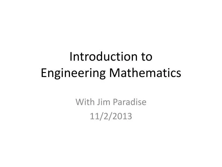 introduction to engineering mathematics