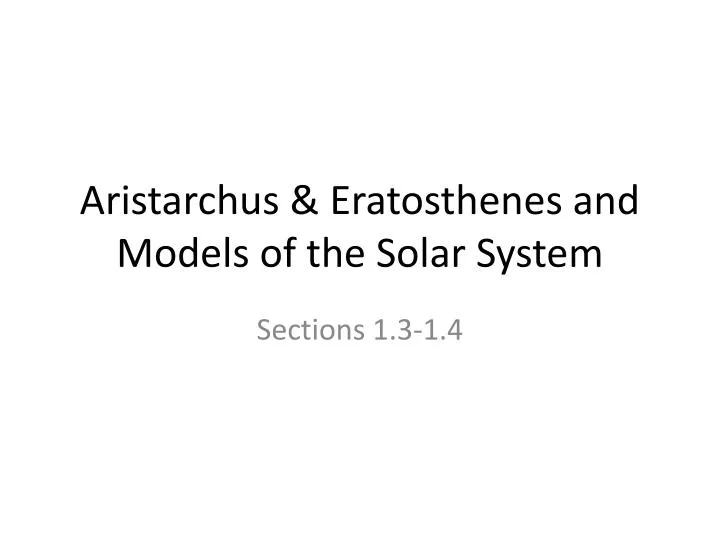 aristarchus eratosthenes and models of the solar system