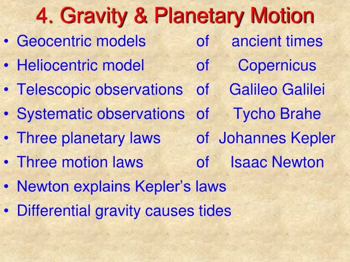 4 gravity planetary motion