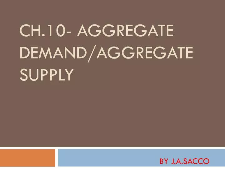 ch 10 aggregate demand aggregate supply