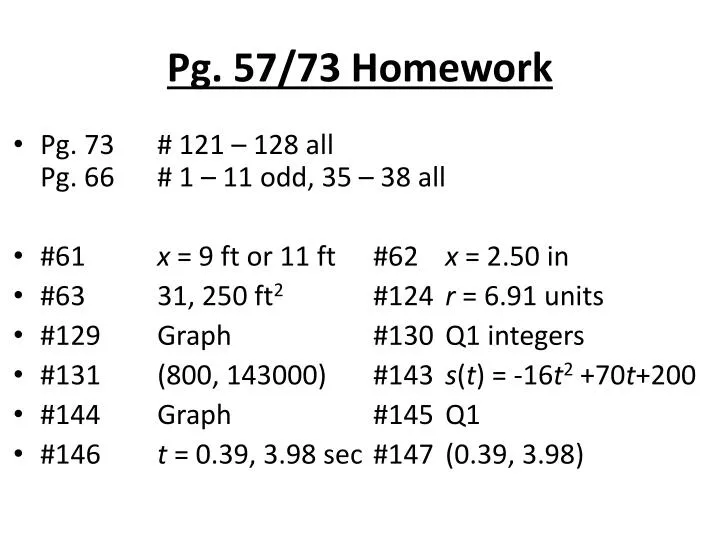 pg 57 73 homework