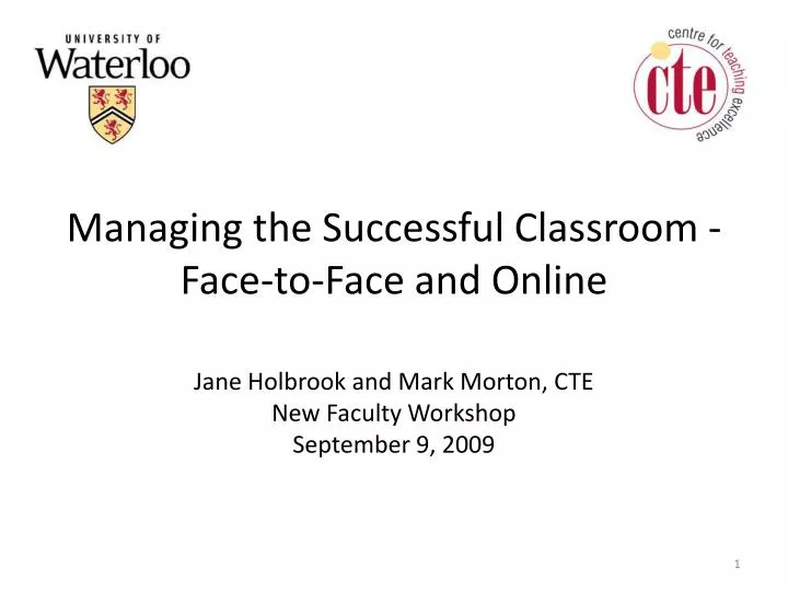 managing the successful classroom face to face and online