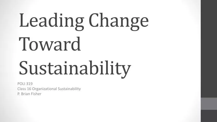 leading change toward sustainability