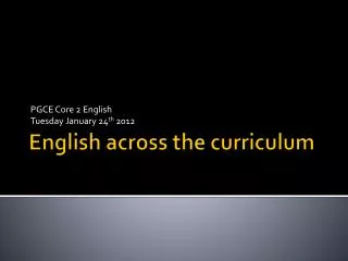 English across the curriculum