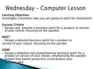 Wednesday – Computer Lesson