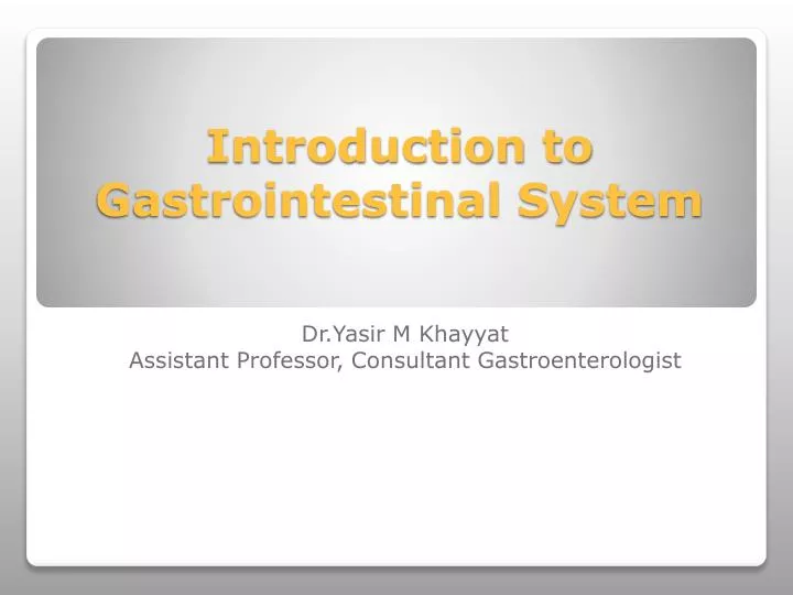 introduction to gastrointestinal system